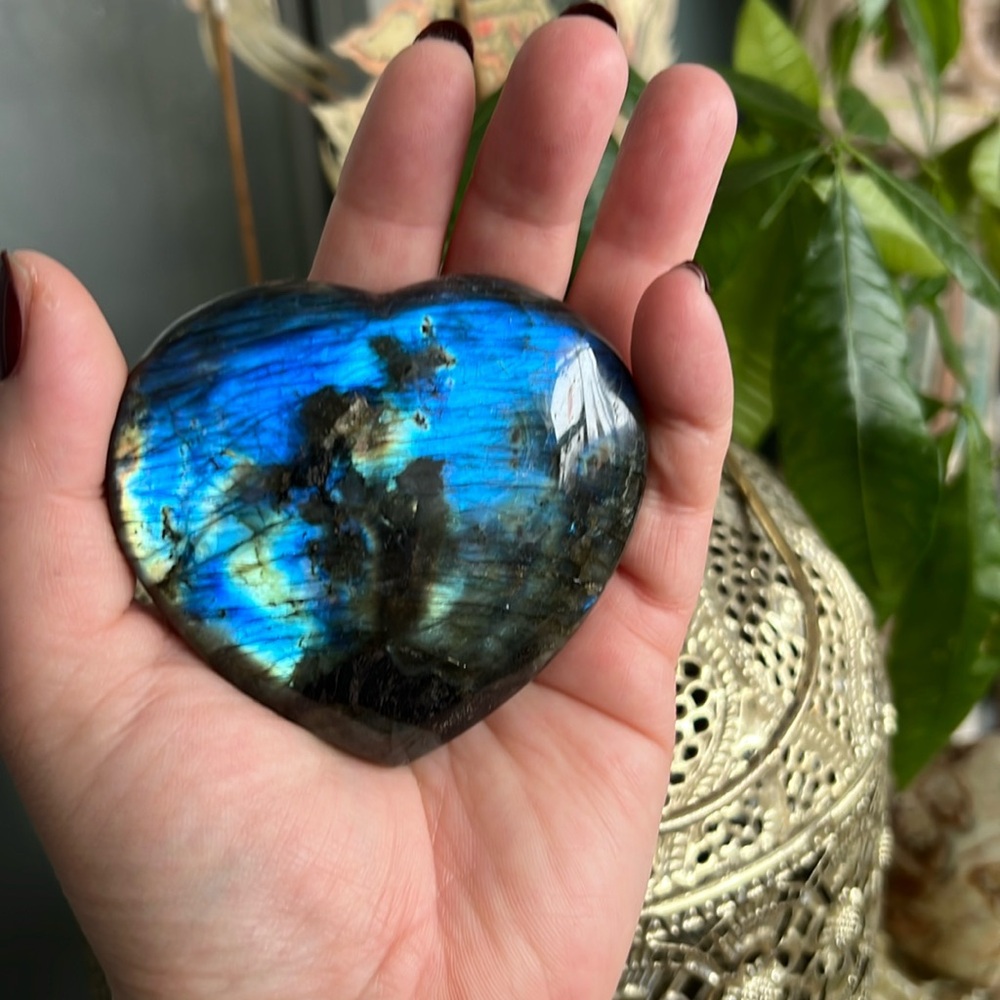 Labradorite Heart Crystal BIG Paperweight